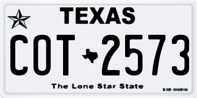 TX license plate COT2573