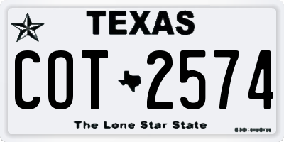 TX license plate COT2574