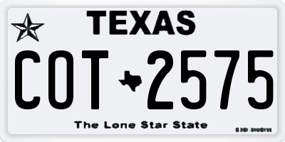 TX license plate COT2575