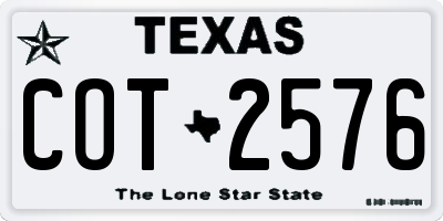 TX license plate COT2576
