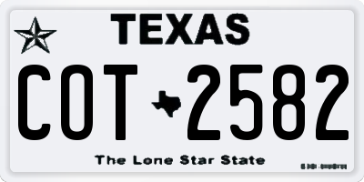 TX license plate COT2582