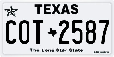 TX license plate COT2587