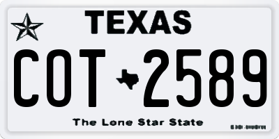 TX license plate COT2589