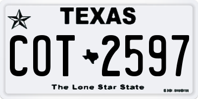TX license plate COT2597