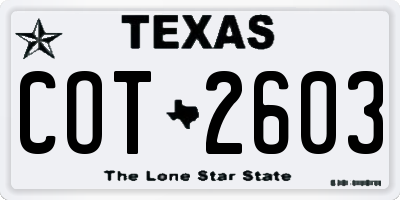 TX license plate COT2603