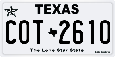 TX license plate COT2610