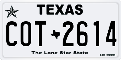 TX license plate COT2614