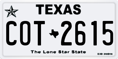TX license plate COT2615