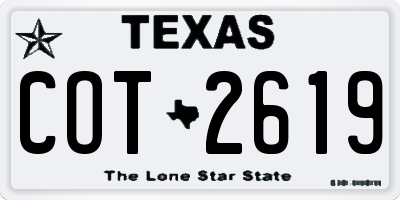 TX license plate COT2619