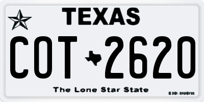 TX license plate COT2620