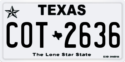 TX license plate COT2636