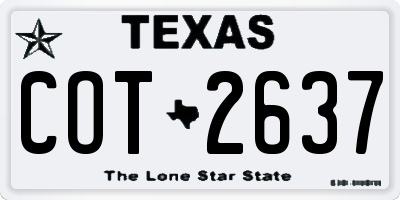 TX license plate COT2637
