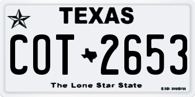 TX license plate COT2653