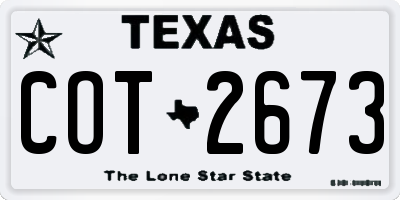TX license plate COT2673