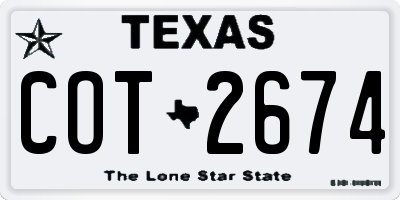 TX license plate COT2674