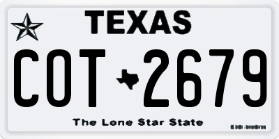 TX license plate COT2679