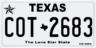 TX license plate COT2683