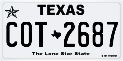 TX license plate COT2687