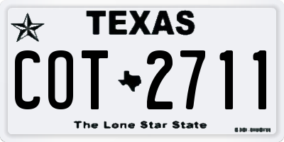 TX license plate COT2711