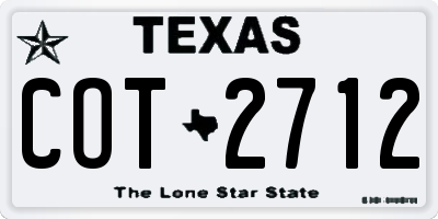 TX license plate COT2712