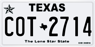 TX license plate COT2714