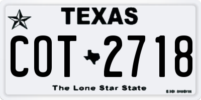 TX license plate COT2718