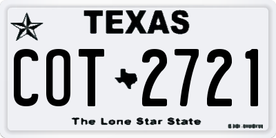 TX license plate COT2721