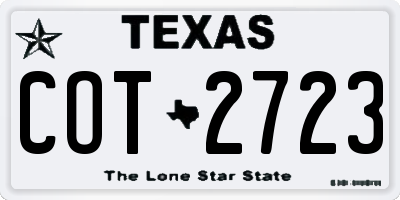TX license plate COT2723
