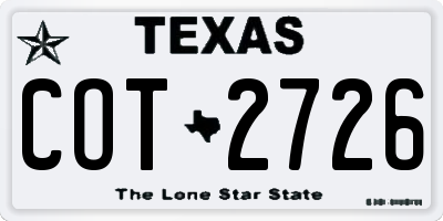 TX license plate COT2726