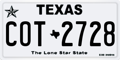 TX license plate COT2728