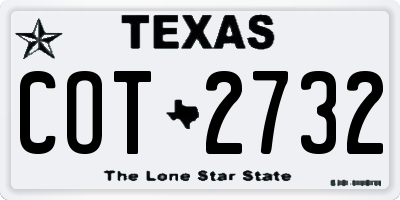 TX license plate COT2732