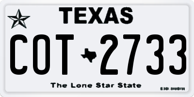 TX license plate COT2733