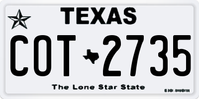 TX license plate COT2735
