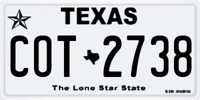 TX license plate COT2738