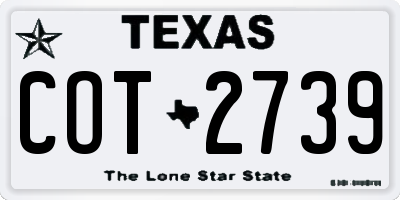 TX license plate COT2739