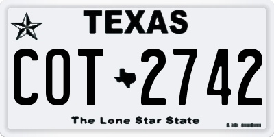 TX license plate COT2742