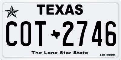TX license plate COT2746