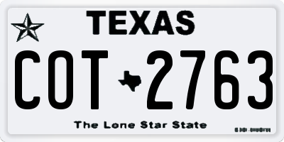 TX license plate COT2763