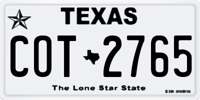 TX license plate COT2765