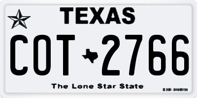 TX license plate COT2766