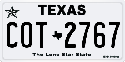 TX license plate COT2767