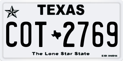 TX license plate COT2769