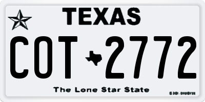 TX license plate COT2772