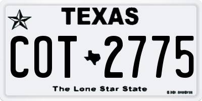 TX license plate COT2775