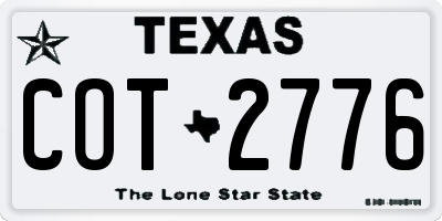 TX license plate COT2776