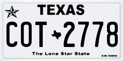 TX license plate COT2778