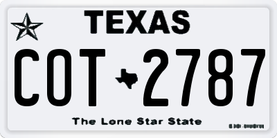 TX license plate COT2787