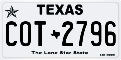 TX license plate COT2796
