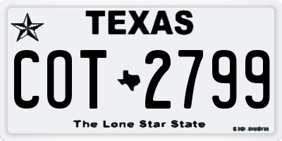 TX license plate COT2799