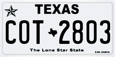 TX license plate COT2803